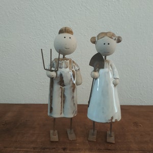 American Gothic Parody Keramik Figuren Grant Holz verspielt Takeoff