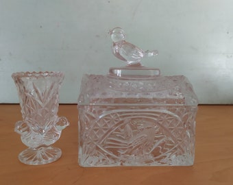 Hofbauer Byrdes Crystal Casket Box and Mini Vase