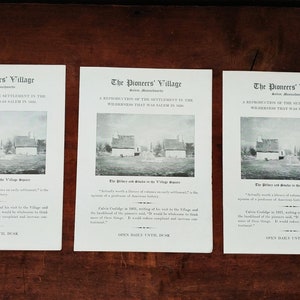 1930&#39;s Pioneer Village Salem Massachusetts  Brochure PRICE for ONE/Three Available