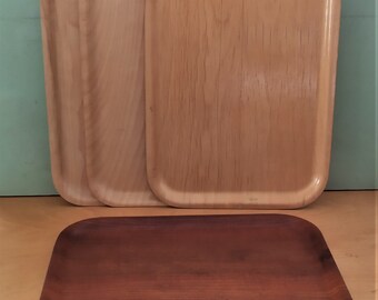 Backman of Finland Large Teak Laminate Wood Veneer Trays Odd Set