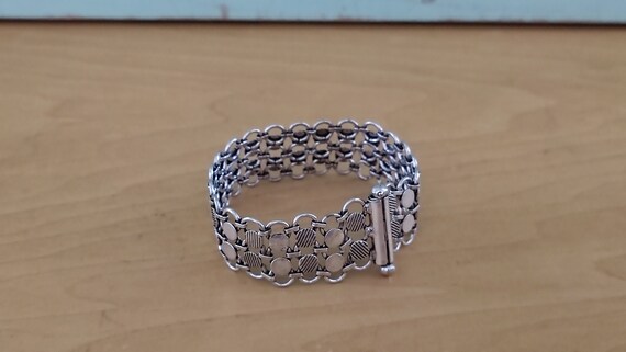 Solid Silver Wide Panel Mesh Weave Reversable Bra… - image 2