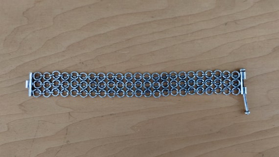 Solid Silver Wide Panel Mesh Weave Reversable Bra… - image 9