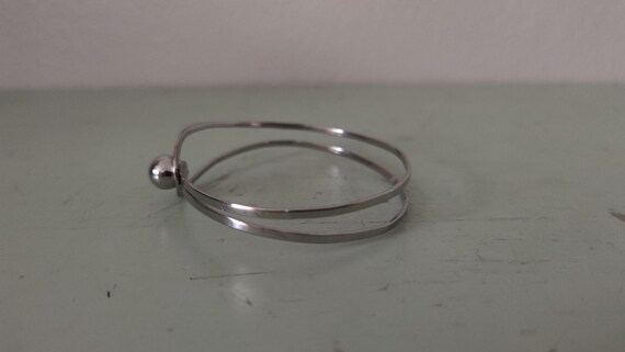 Scandinavian Silver Loop & Ball Bangle Bracelet S… - image 2