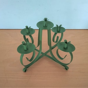 Hong Kong Candelabra Metal Sculpture Retro Green