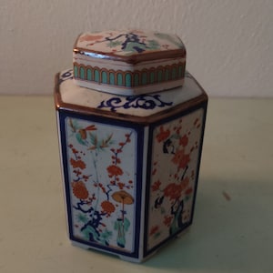 Japan geurige thee olijfboom Toscany collectie zeshoekige keramische theebus