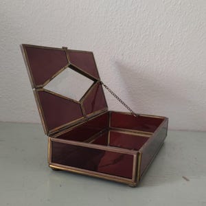 Mexican Diamond Cut Purple Stained Glass Jewelry Treasure Box