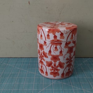 Chinoiserie Sweet Pea Prince Of Orange Porcelain Tea Caddy Jar