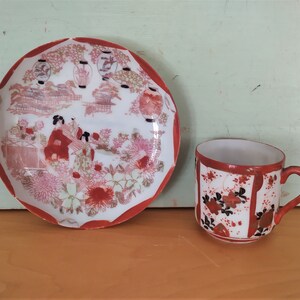 Antique Japanese Taisho, Late Meiji Period Cup and Saucer