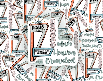 MAKE HEAVEN CROWDED Adesivo cristiano, fustellato, adesivo impermeabile l bottiglia d'acqua, decalcomania per auto, laptop