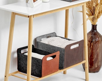 Premium Leather and Felt Storage Box: A Stylish and Durable Organizational Solution