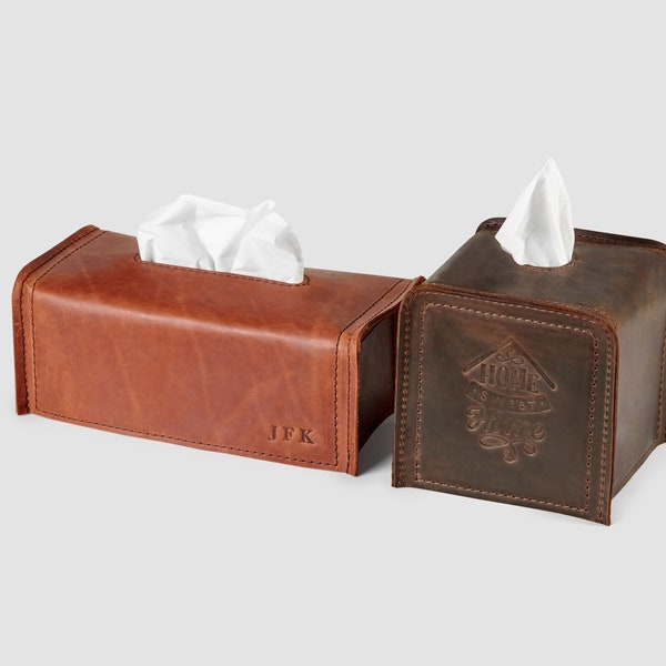 Tissue Box Cover / Leather personalized tissue box / Home decor /Napkin cover