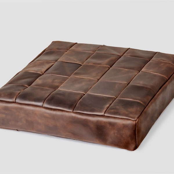 Leather seat cushion. Large floor cushion. Meditation pillow. Stool Cushion