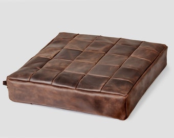 Leather seat cushion. Large floor cushion. Meditation pillow. Stool Cushion