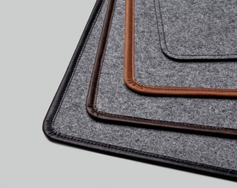 Desk mat 1 m width. Gray or charcoal hight quality felt. can be with leather trim.