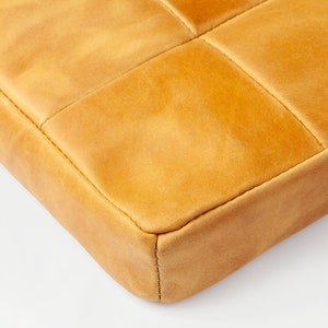 Yellow Leather cushion for bench.