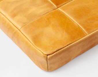 Seat Genuine Leather Cushion, Floor pillow  2"/4'' (5-10 cm) thick, Custom Size Seat Cushion