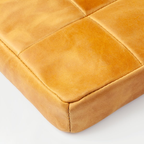 Meditation leather cushion. Custom size bench pillow.