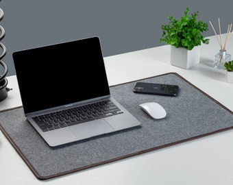 Felt desk mat with leather edges. Upgrade your workplace.