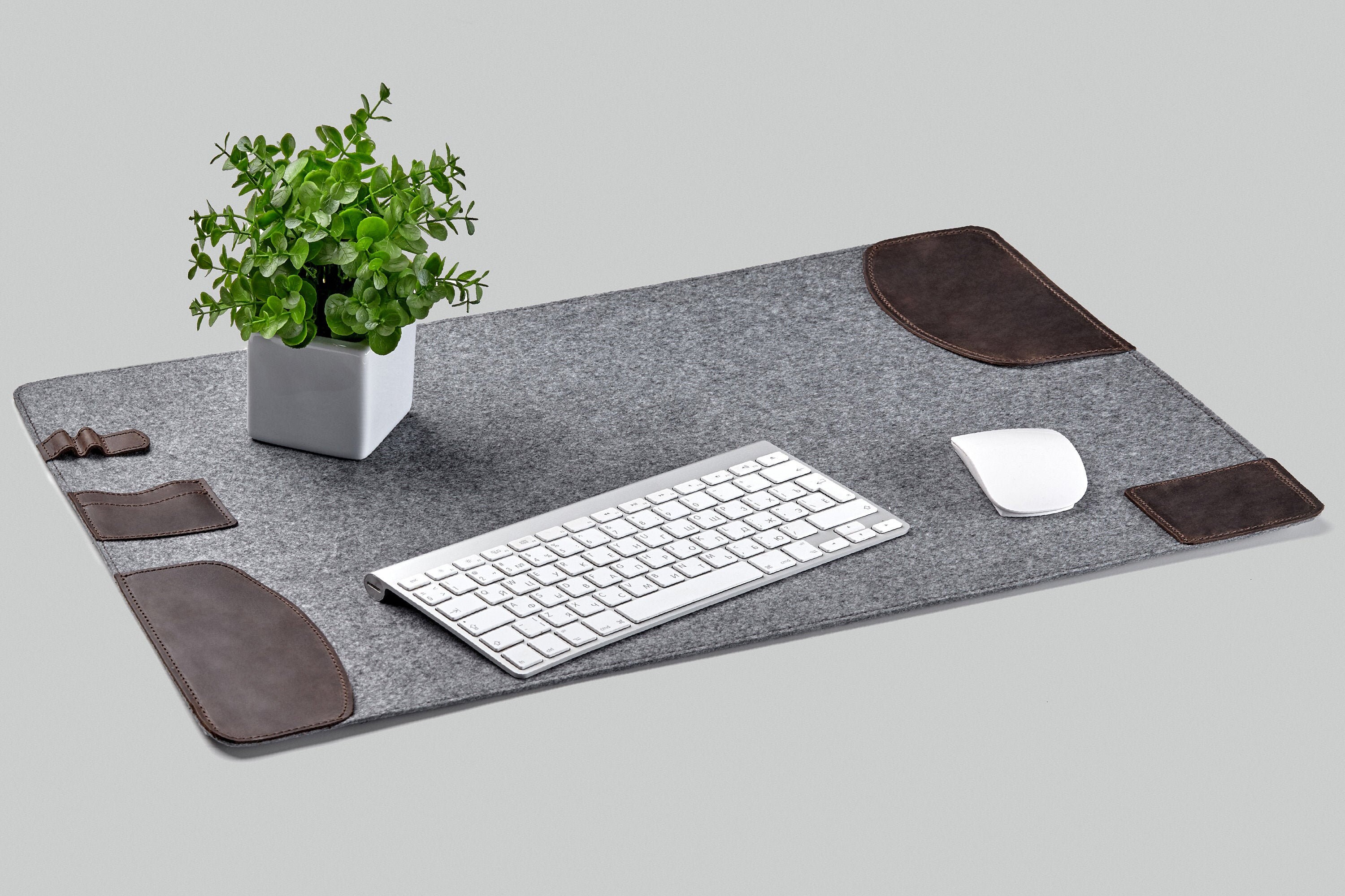 Personalized Desktop Mat With Leather Pockets. 2 Coasters for Etsy