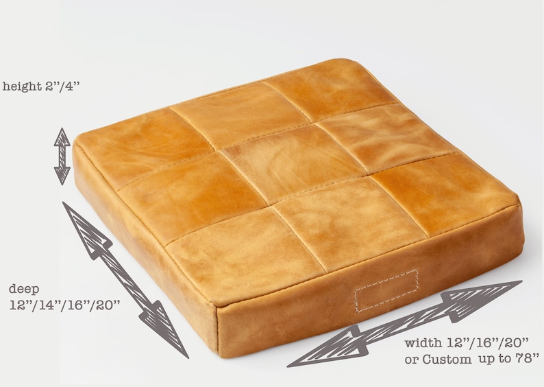 Meditation leather cushion. Custom size bench pillow. imagem 3