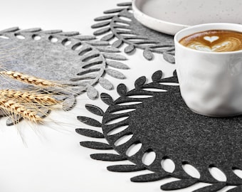 Round modern placemat, felt minimalistic placemat, round felt placemats, set of 8 dinner place mats, kitchen homeware, housewarming gift