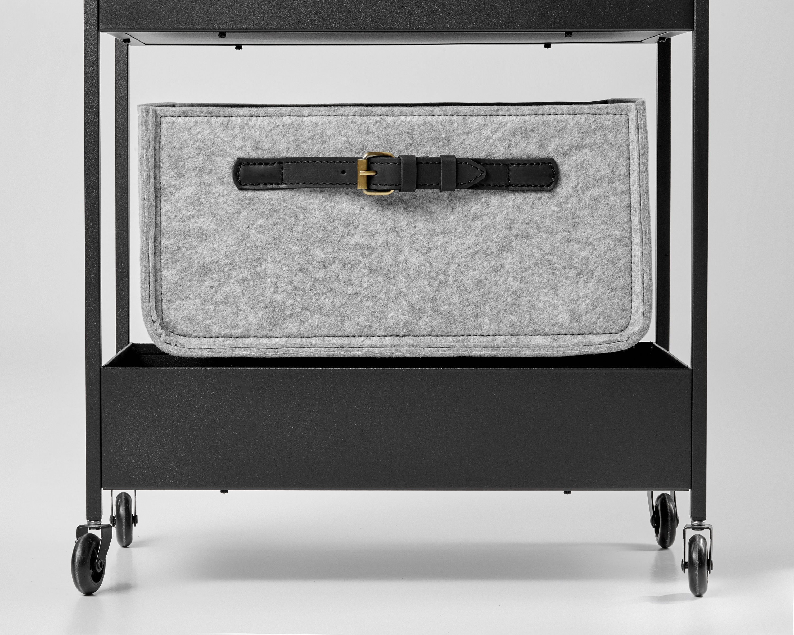 Felt Storage Basket With Leather Handles Felt Storage Custom Etsy