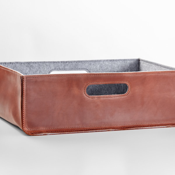 Handcrafted Leather Underbed Storage Baskets - Organize Your Space in Style!