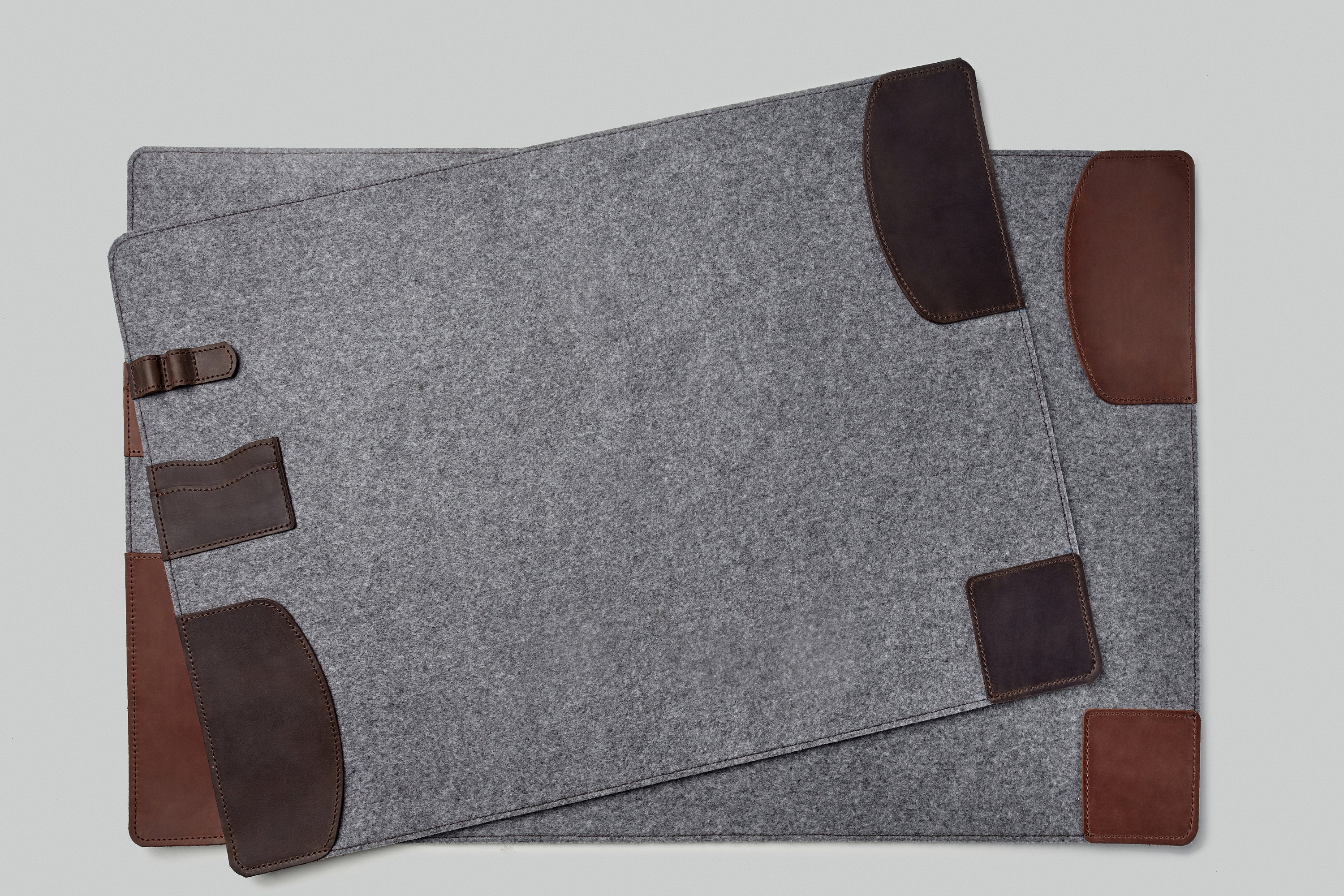 Large Desk pad with leather pockets Etsy