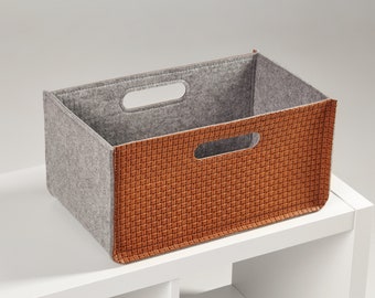 Premium Leather and Felt Storage Box: A Stylish and Durable Organizational Solution