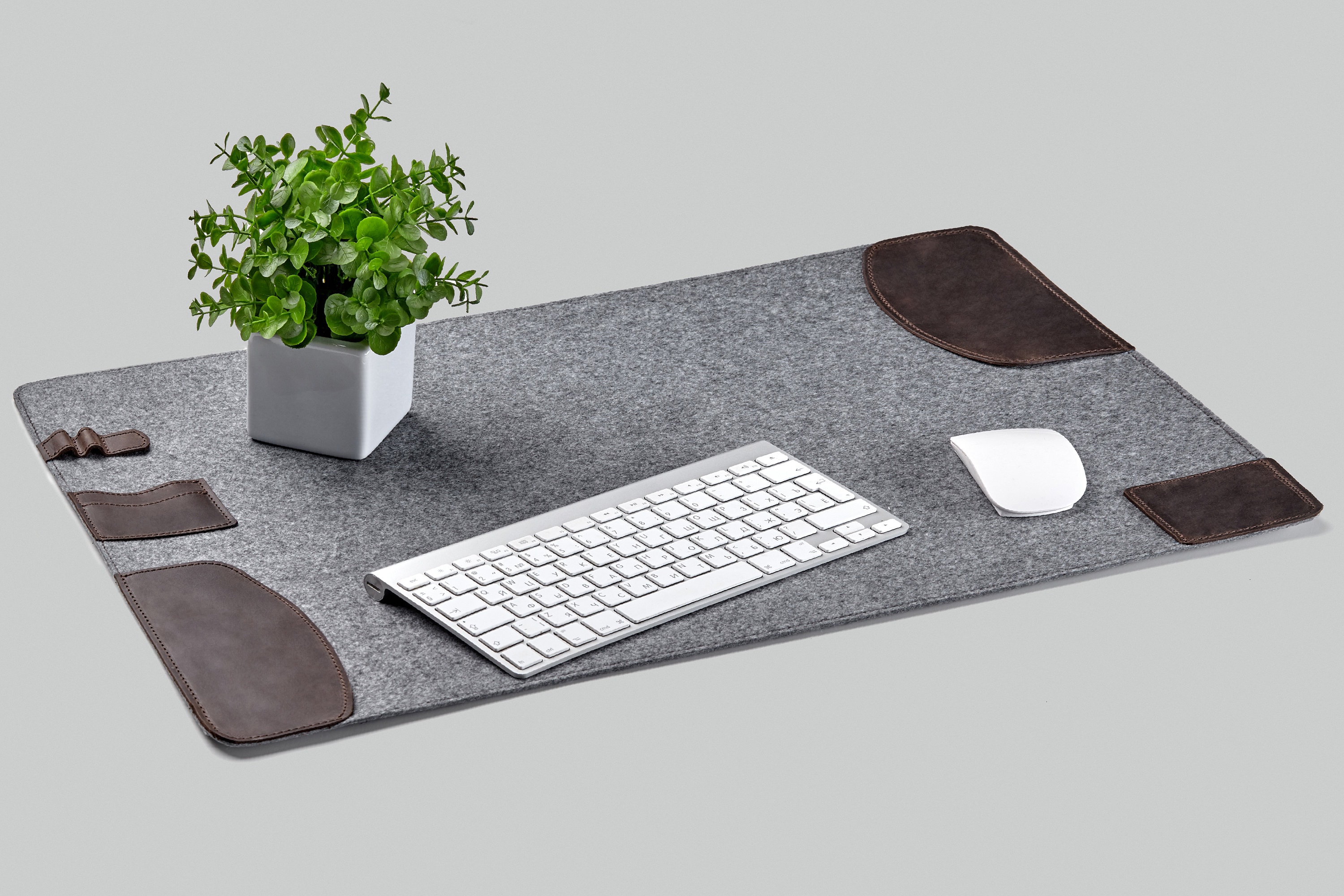 Large Desk pad with leather pockets Etsy