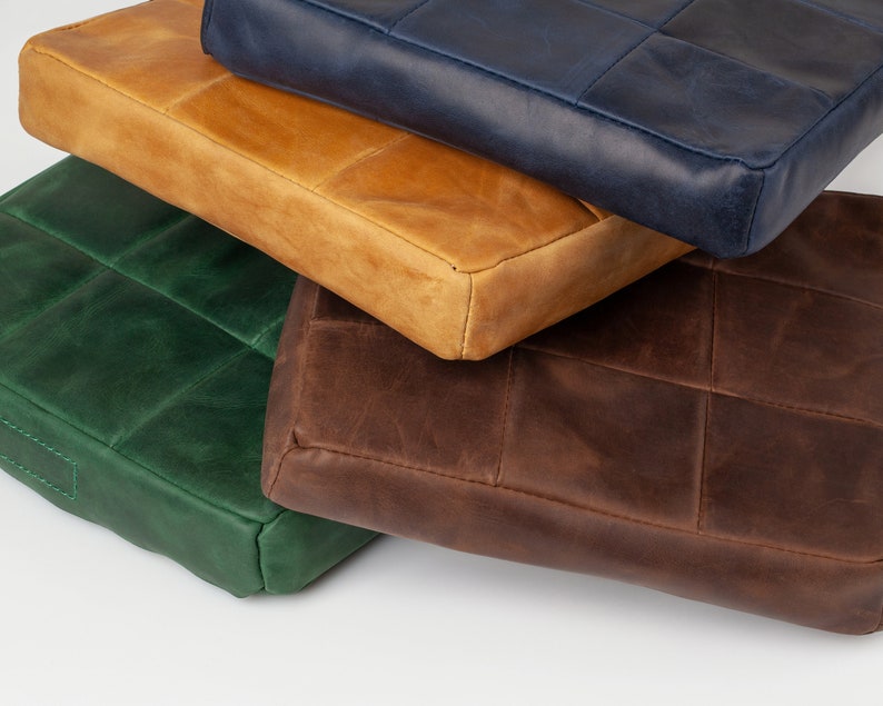 Meditation leather cushion. Custom size bench pillow. imagem 9