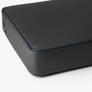 Vegan leather Cushion Covers with multi color piping. New covers for daybed and seats.