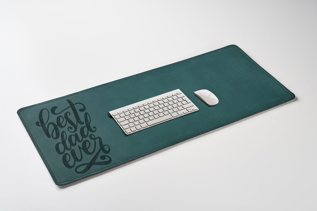 Green Leather Computer Desk Pad. Personalized Desk Mat Print Etsy