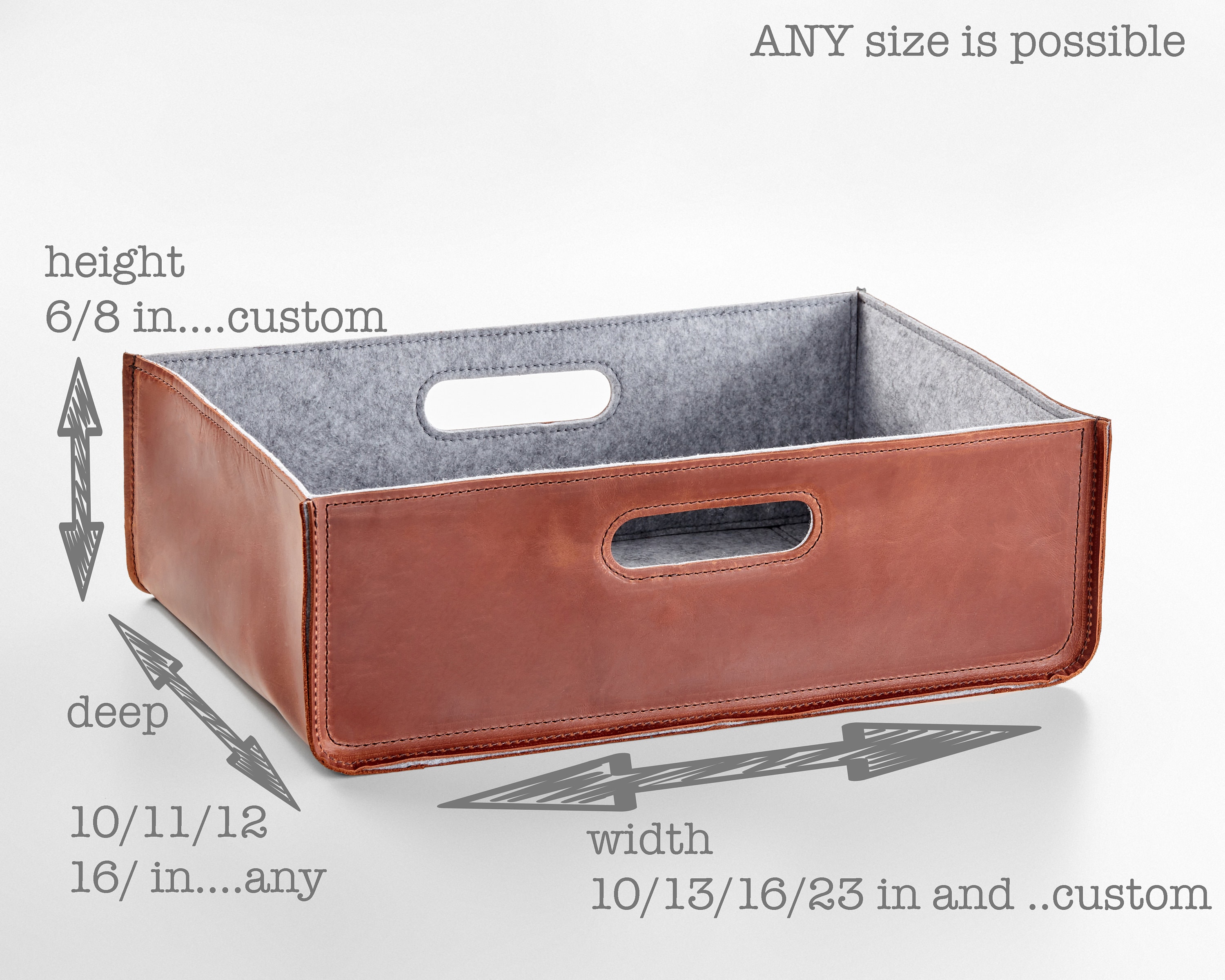 Leather Box for Storage and Organization With Separations for Diferent  Items. Custom Size 