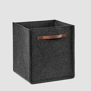 Storage box with leather hands for wardrobe shelfs. Custom size bins. image 6