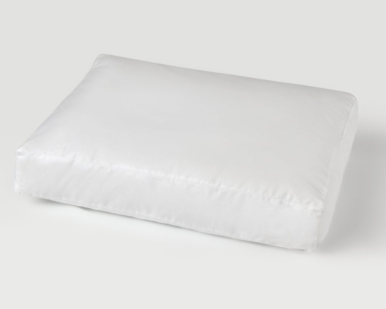 May include: A white rectangular pillow with a smooth, soft surface.