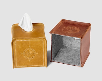 Tissue box for dining table, Leather personalized tissue box, square tissue box cover, decorative tissue box cover rectangular