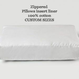 Taie intérieure d'oreiller en coton sans remplissage avec fermeture éclair. image 1