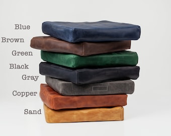 Leather cushions for bench and windowsill.