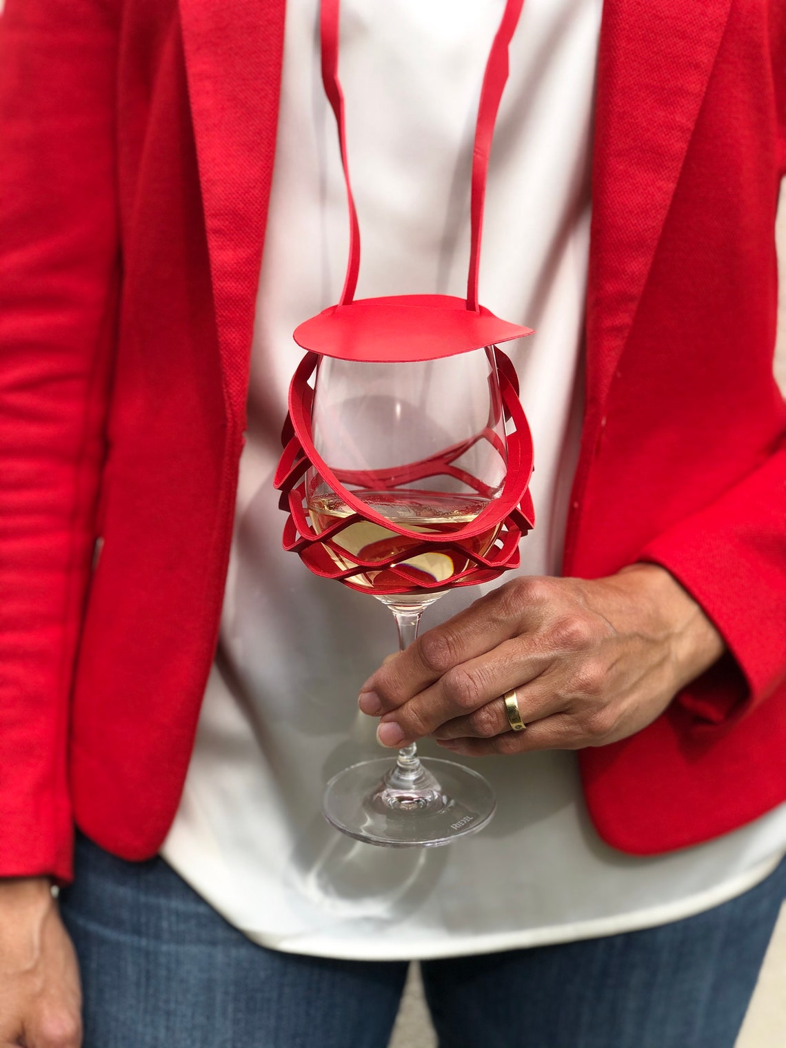 Calenxy Weinglashalter Zum Umhängen - 4-tlg Set Für Party & Garten