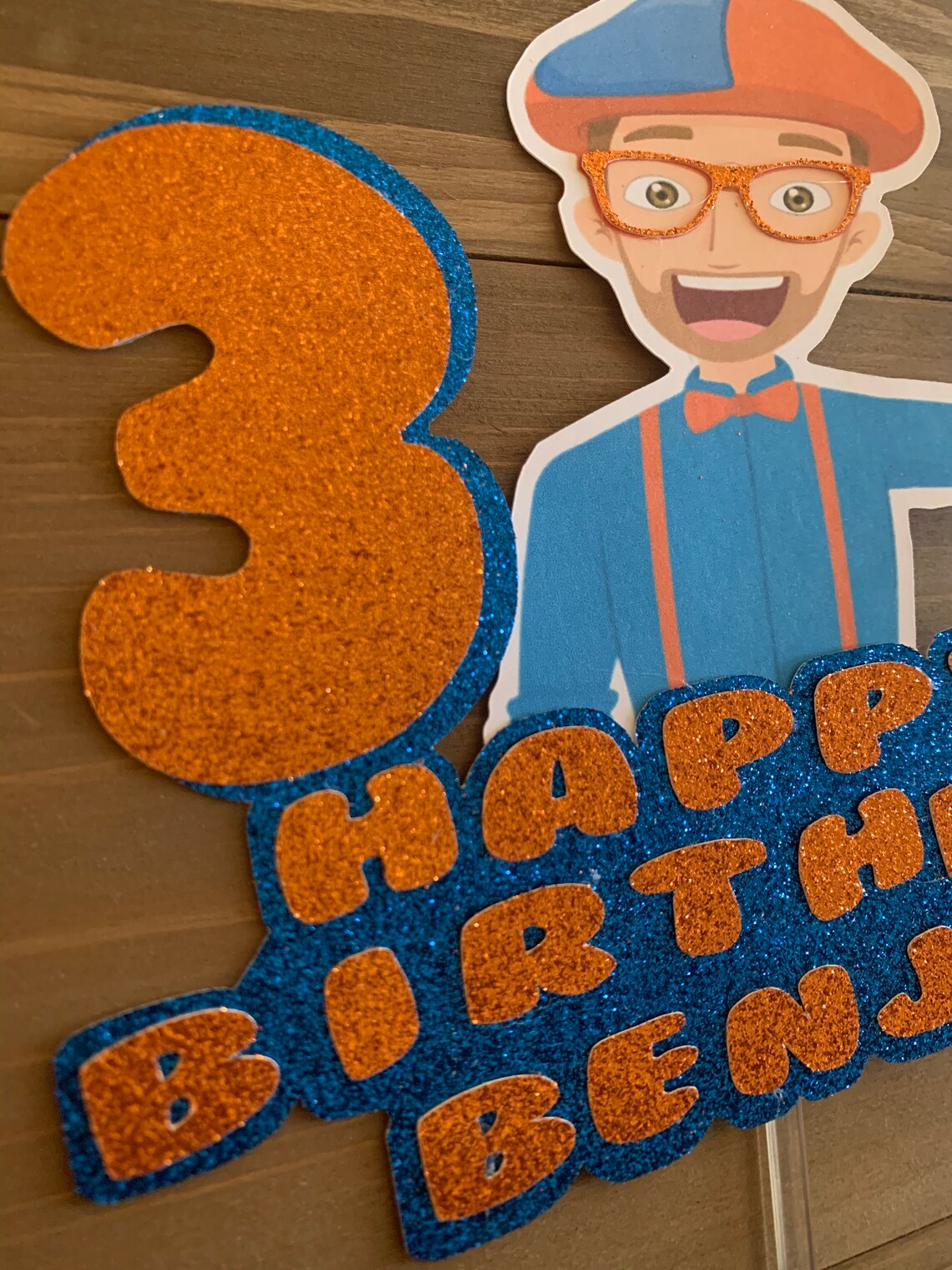 Blippi Cake Topper Any Name Any Number Personalized Cake Etsy