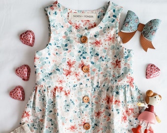 Summer Floral Everyday Dress | Vintage Spring Garden | Flower Petal Little Girl Birthday | Toddler Outfit | Heirloom Handmade Gift