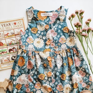 Gufo Il mio cuore Abito quotidiano / Vibrazioni boschive autunnali vintage / Compleanno di gufo bambina / Abito da festa floreale per bambini / Regalo cimelio di famiglia