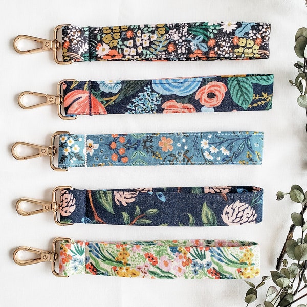 Rifle Paper Co. Floral Fabric Keychain Wristlet | Key Fob Accessory