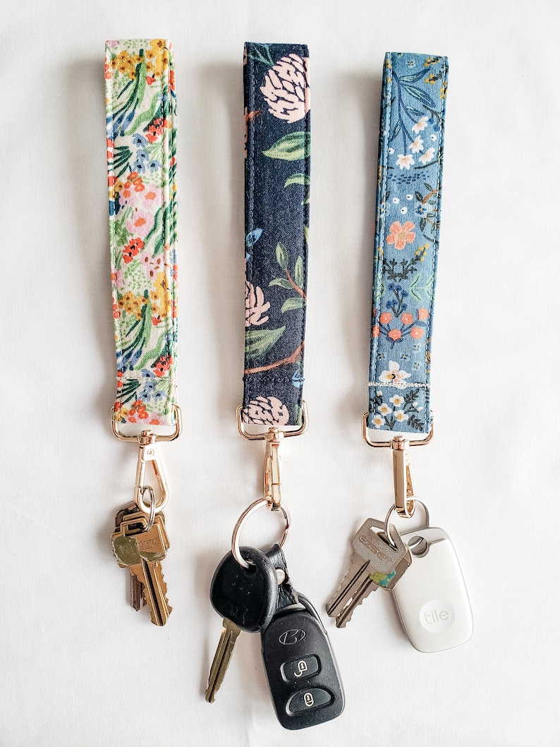 Rifle Paper Company Floral Keychain Wristlet Pretty Key Fob Accessory Mother's Day Gift Bon Voyage Fabric image 8