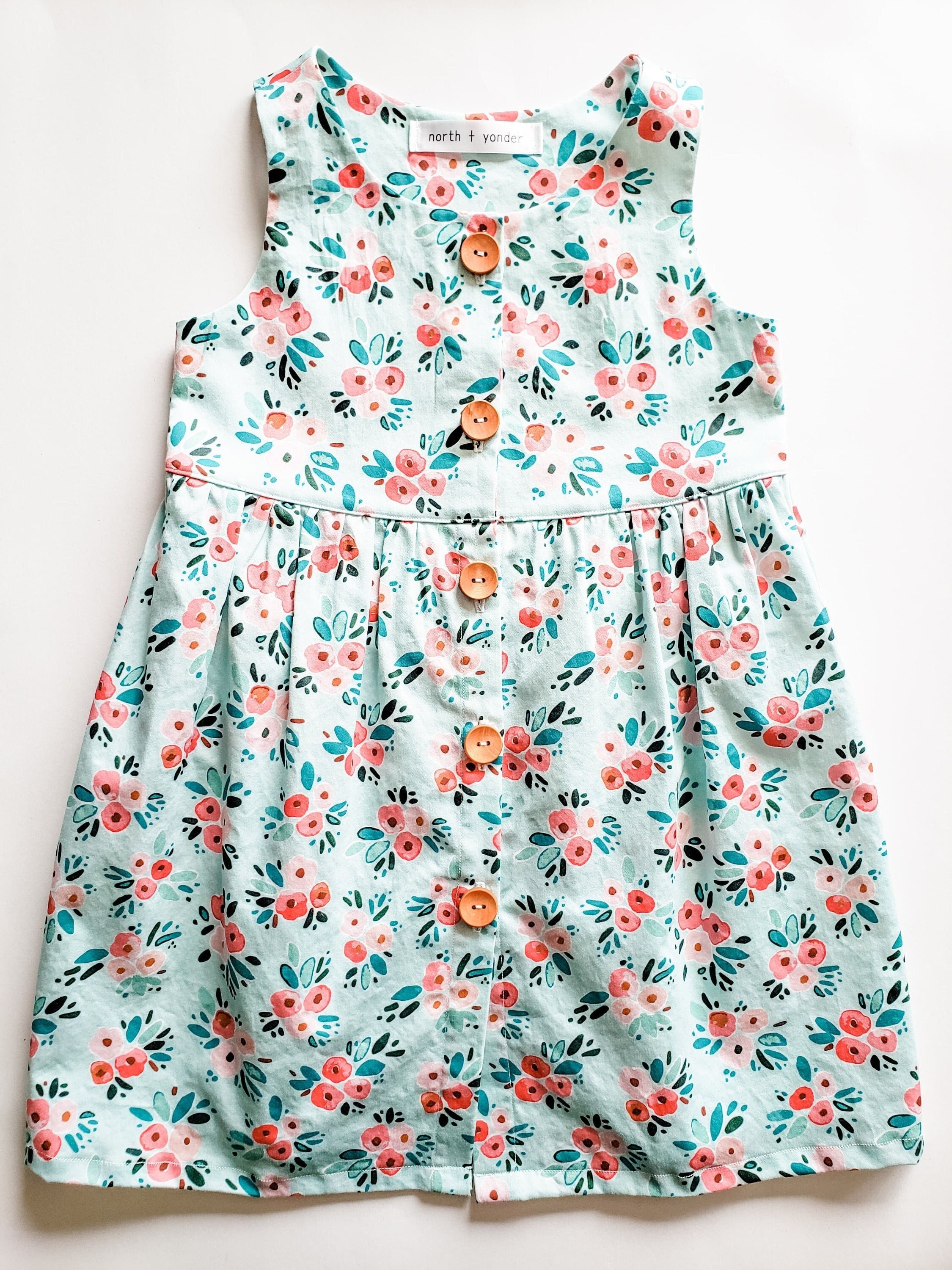 Seaside Blossoms Everyday Dress | North + Yonder Fabric | Little Girl Celebration | Toddler Floral Party Outfit | Heirloom Gift