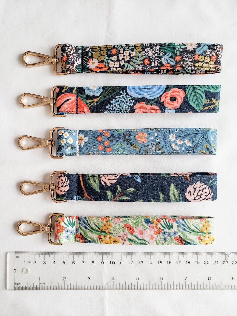 Rifle Paper Company Floral Keychain Wristlet Pretty Key Fob Accessory Mother's Day Gift Bon Voyage Fabric image 9