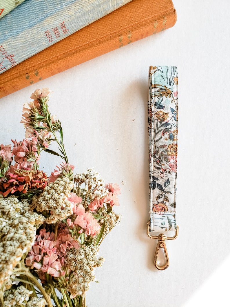 Autumn Woodland Keychain Wristlet Pretty Key Fob Accessory Mother's Day Gift Vintage Vibes Accessory image 7