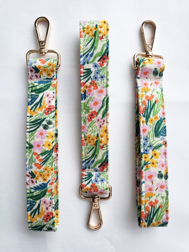 Rifle Paper Company Floral Keychain Wristlet Pretty Key Fob Accessory Mother's Day Gift Bon Voyage Fabric 1