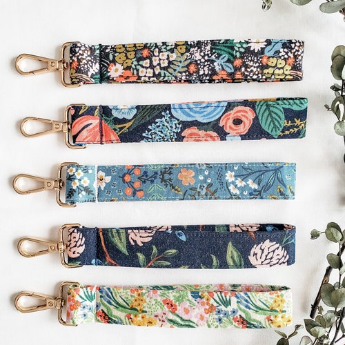 Rifle Paper Co. Floral Fabric Keychain Wristlet | Key Fob Accessory